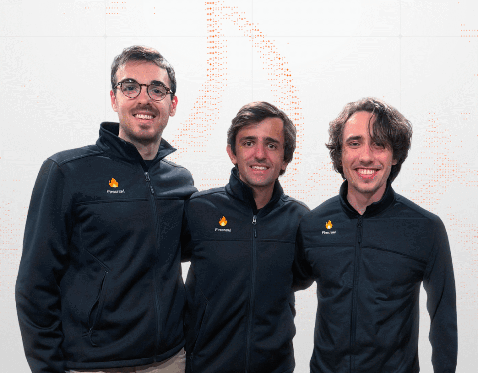 Firecrawl co-founders CMO Eric Ciarla, CTO Nicolas Silberstein Camara, and CEO Caleb Peffer