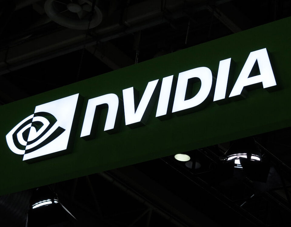 the NVIDIA booth at the 3rd China International Supply Chain Expo in Beijing, China, on July 20, 2025