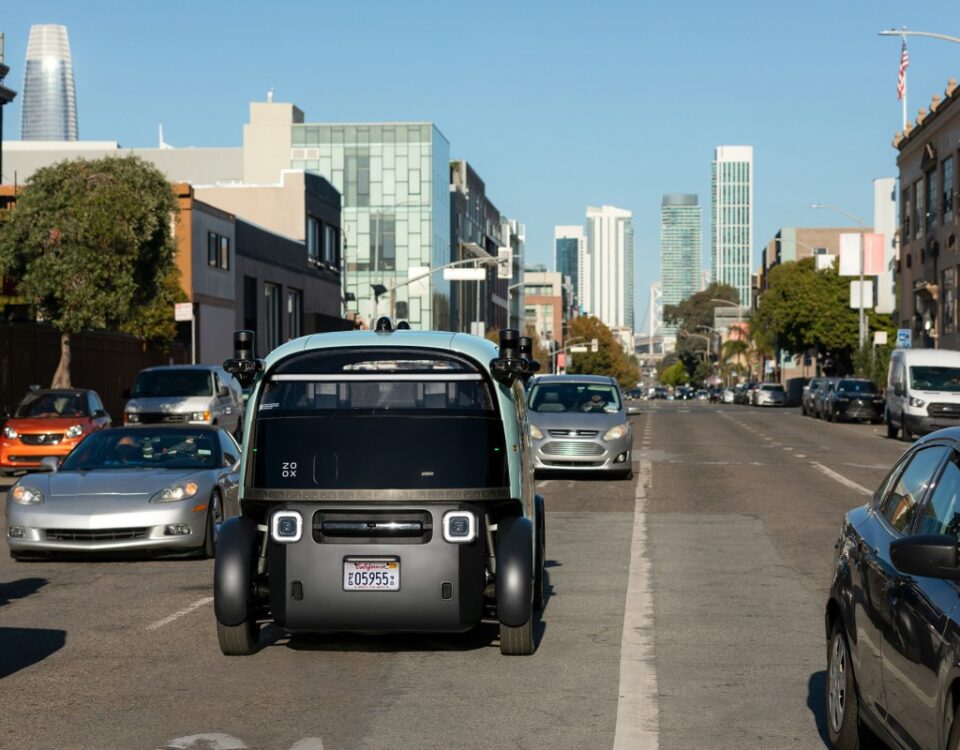 The Zoox robotaxi in San Francisco