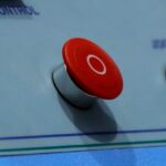 a photo of a red emergency stop button