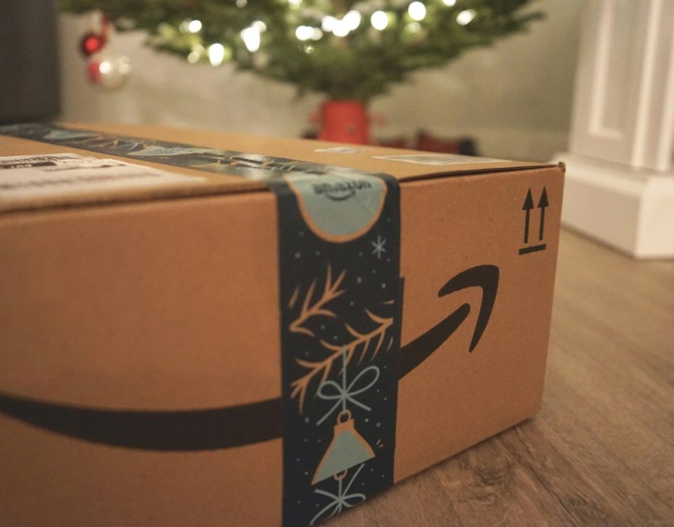 Amazon box on floor