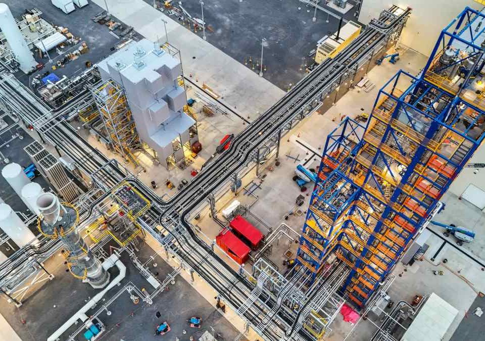 Pipes carry gases at Sila's Moses Lake factory.