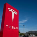Signage at a Tesla store in Colma, California