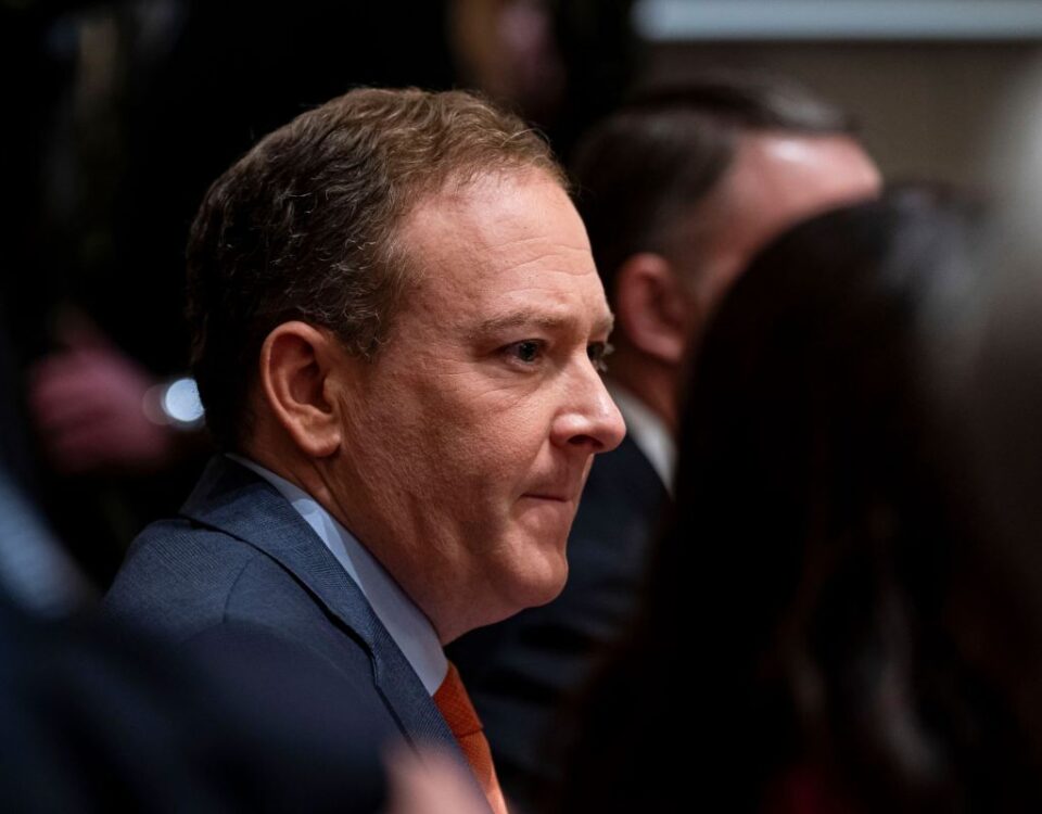 Lee Zeldin, administrator of the US Environmental Protection Agency (EPA), sits in a cabinet meeting.