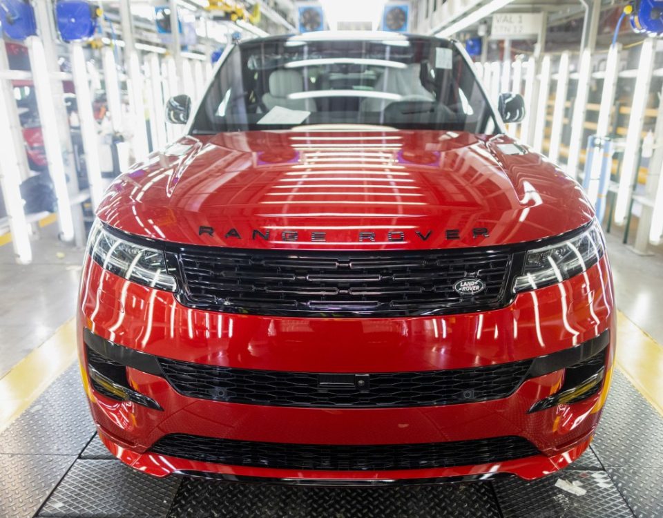 A Range Rover Sport sports utility vehicle (SUV) at the end of the production line at Tata Motors Ltd.'s Jaguar Land Rover vehicle manufacturing plant in Solihull, UK, on Friday, Jan. 20, 2023.