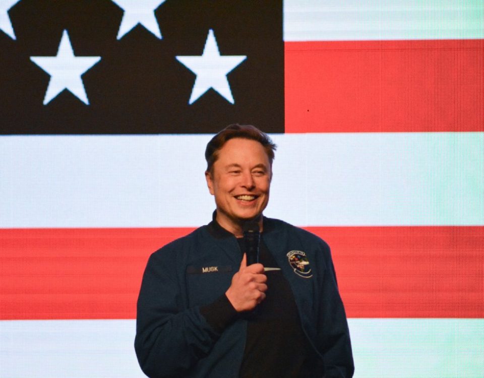 Elon Musk speaks during a town hall in Green Bay, Wisconsin on March 30, 2025.