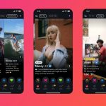 A picture displaying screenshots of Tinder's dating mode features with a new navigation design
