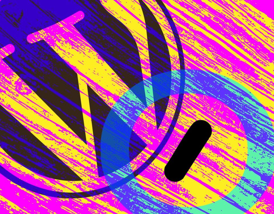 WordPress and Automattic logos with abstract background