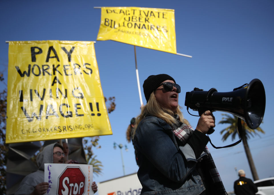 Uber And Lyft Drivers Protest For Fairer Pay