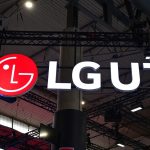 Logo of the South Korean company LG U+ (LG Uplus) is displayed during the Mobile World Congress. Logos of companies exhibited at MWC 2025.