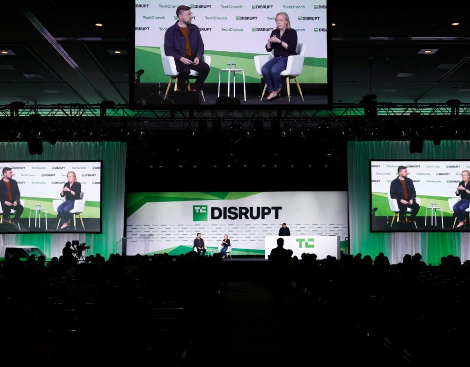 Sean O'Kane and Chris Barman, CEO, Slate Auto, speak onstage during day two of TechCrunch Disrupt 2025 at Moscone Center on October 28, 2025 in San Francisco, California