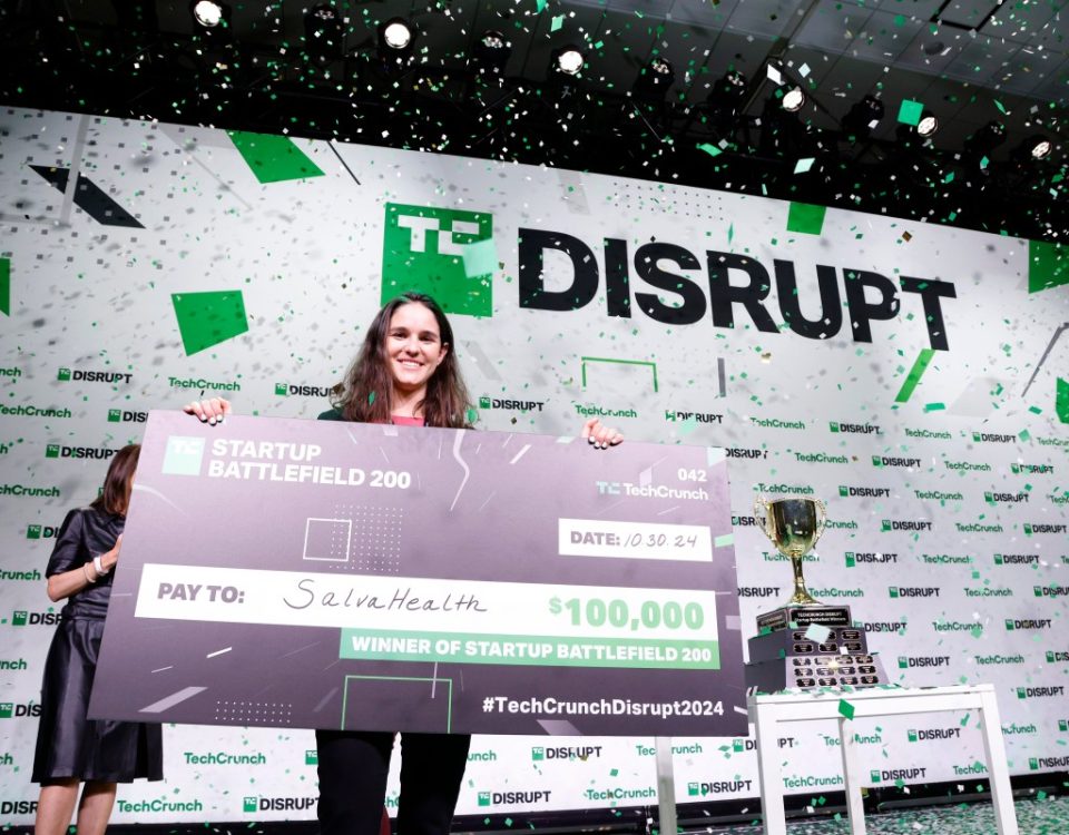 Salva Health Co-Founder & CEO Valentina Agudelo Vargas, winner of the Startup Battlefield 2024, poses onstage during TechCrunch Disrupt 2024 Day 3 at Moscone Center on October 30, 2024 in San Francisco.