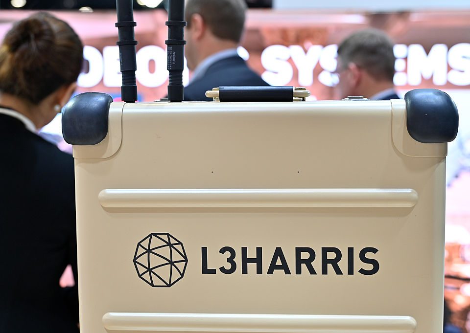 a photo of a rugged suitcase with L3Harris branding on the front