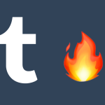 the tumblr logo next to a fire emoji