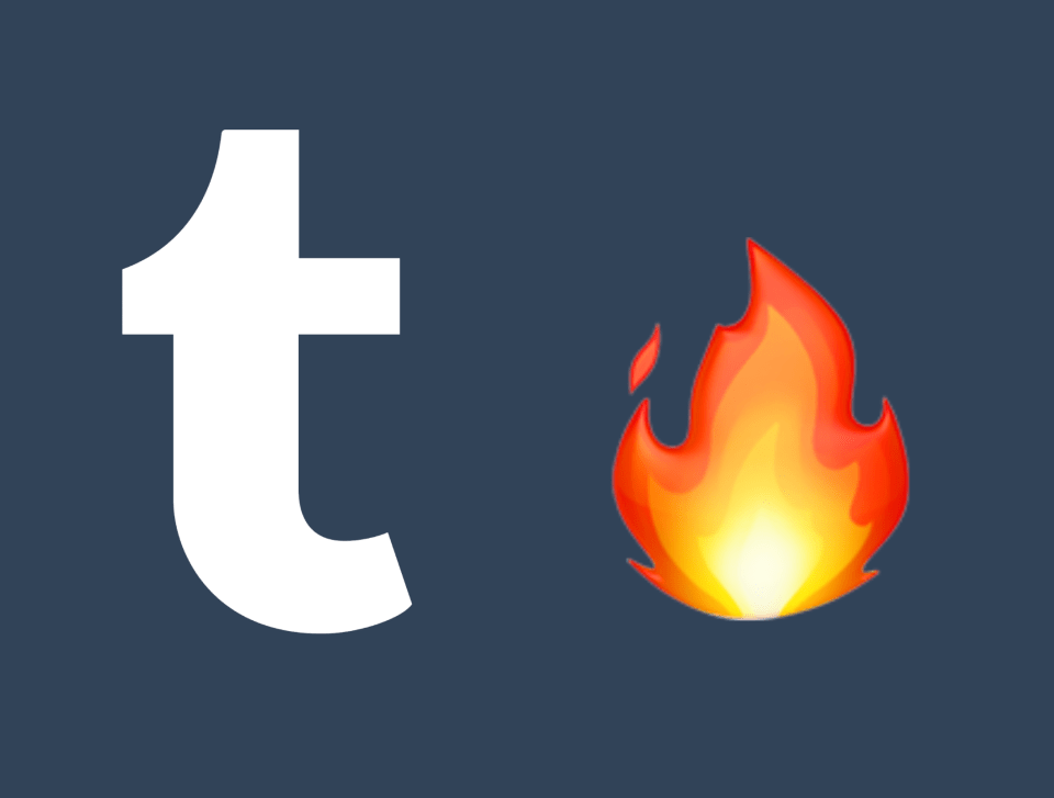 the tumblr logo next to a fire emoji