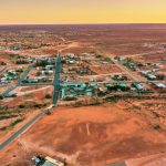 An aerial photograph of White Cliffs, an opal mining community in Australia