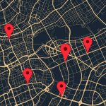 A street map with location dots on top.