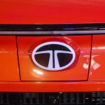 The TATA Motors emblem is seen at the TATA Motors booth in Kolkata, India, on March 7, 2025.
