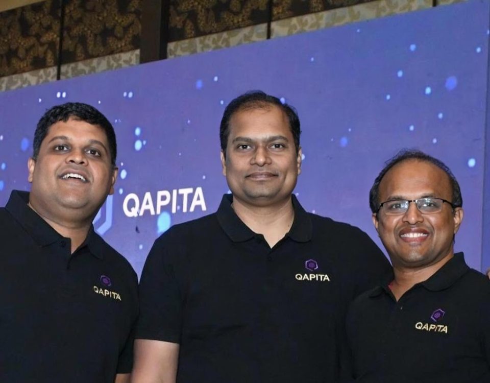 Qapita co-founders Ravi Ravulaparthi, Vamsee Mohan Kamabuthla, and Lakshman Gupta