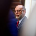 Russell Vought, director of the Office of Management and Budget (OMB), sits in a cabinet meeting.