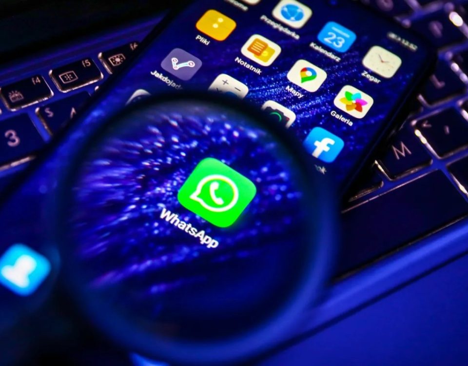 The WhatsApp icon displayed on an iPhone.