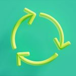 Circle formed by curved arrows as a symbol of recycling, 3d illustration, horizontal image