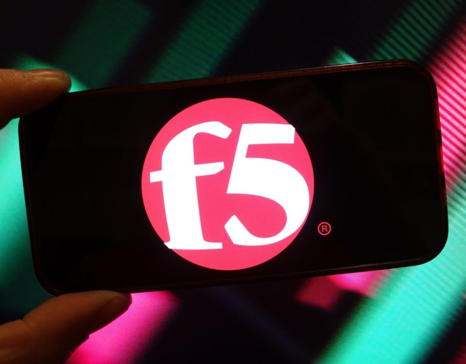 In this photo illustration, the F5 Networks company logo is seen displayed on a smartphone screen.