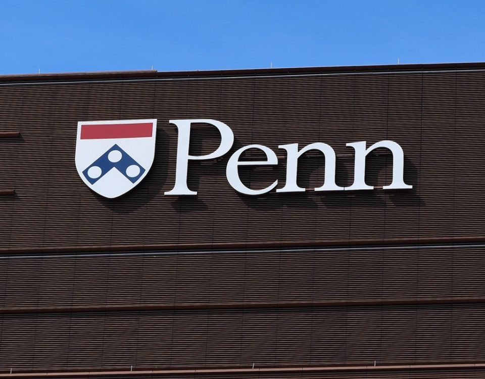 PHILADELPHIA, PA - JULY 17: A general view of the Penn Shield University of Pennsylvania logo on July 17, 2025, at the University of Pennsylvania, in Philadelphia, PA.