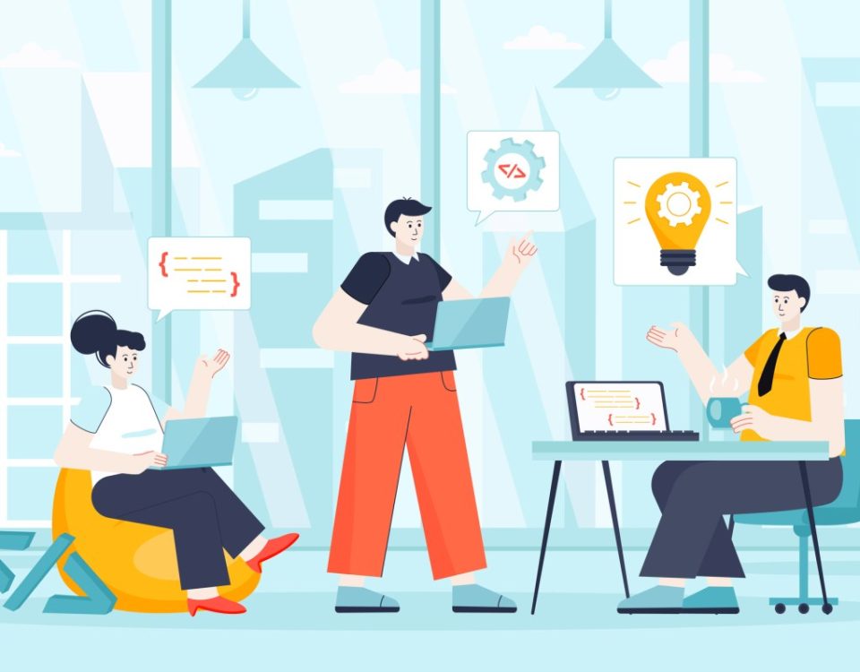 Group of developers working together.