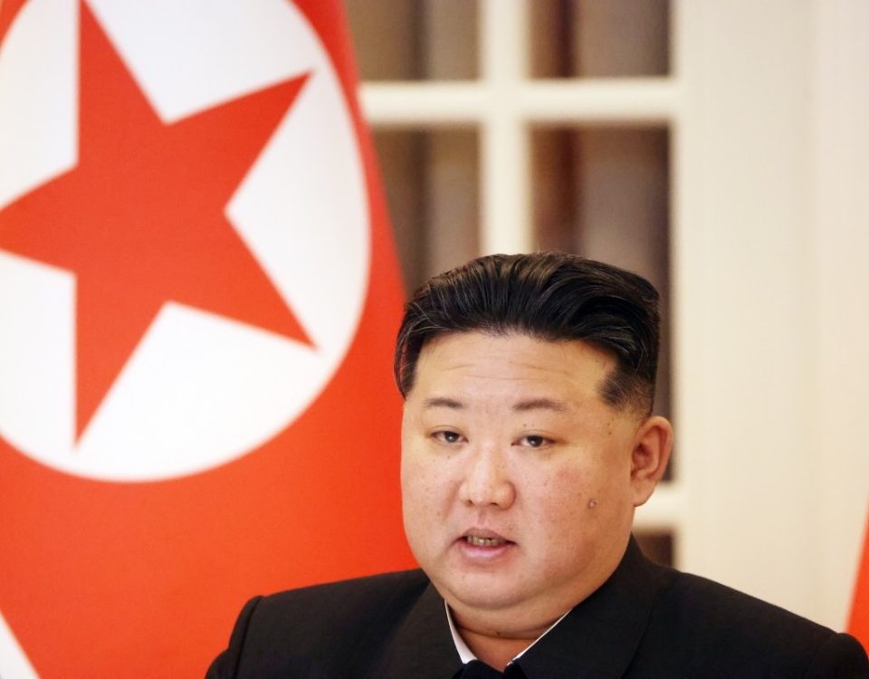 North Korean Supreme Leader Kim Jong Un speaks during a press confernce, June 19, 2024, in Pyongyang, North Korea.