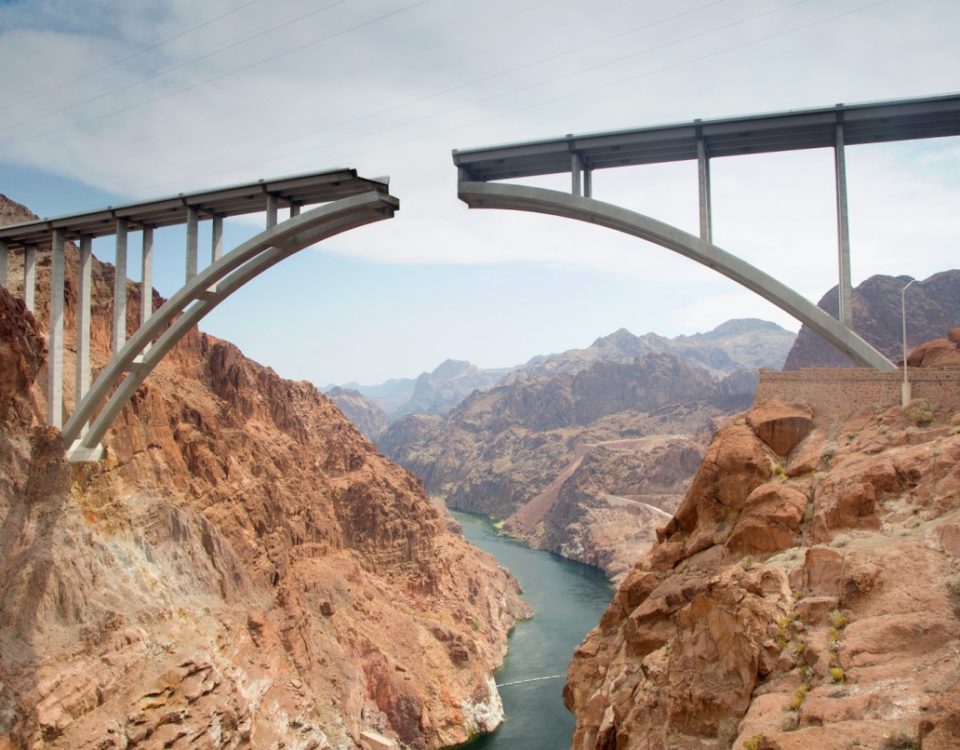 Partially completed bridge.