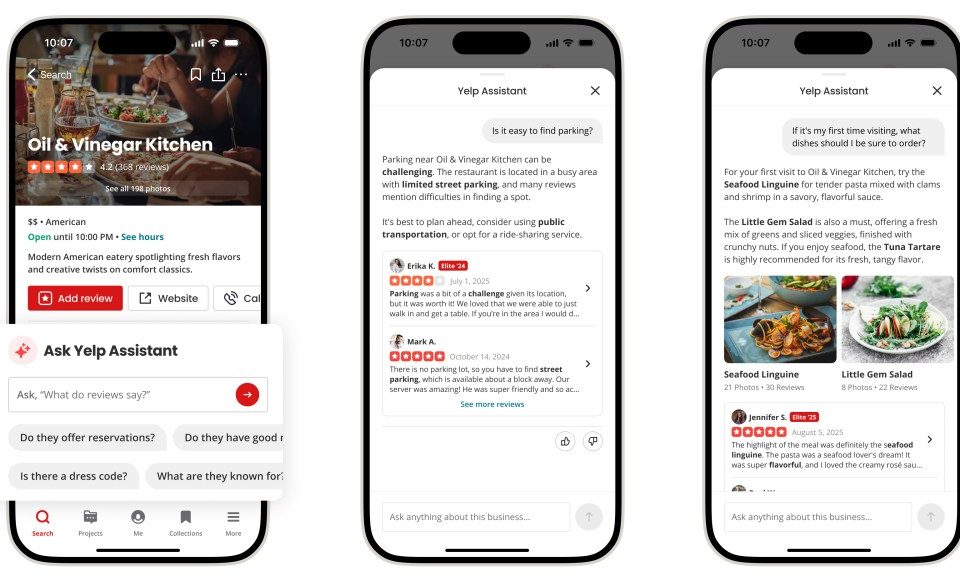 يمكن لمساعد الذكاء الاصطناعي الخاص بـ Yelp الآن فحص قوائم المطاعم ليظهر لك شكل الأطباق